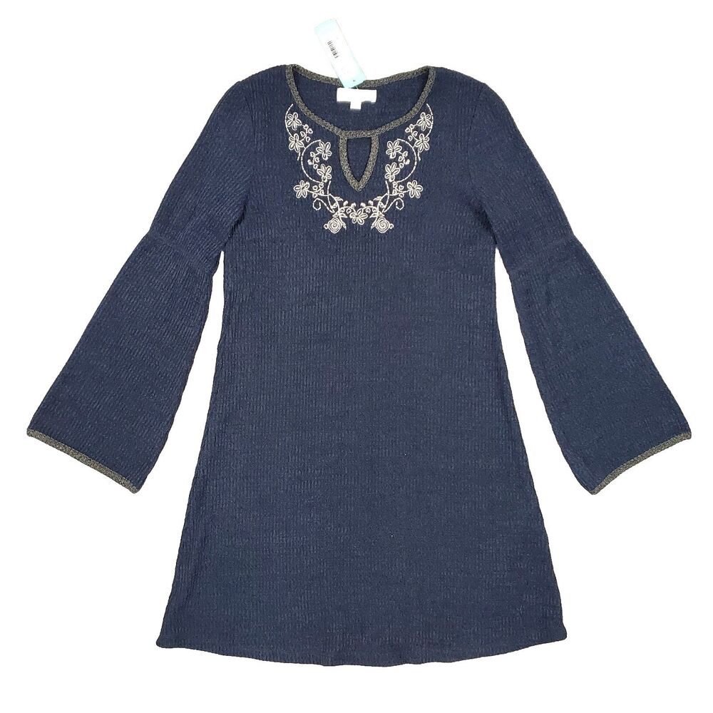 THML Embroidered Flared Sleeve Mini Dress SP Boho HIppie Cottage Fairy Grunge